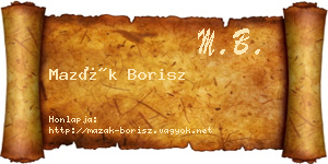Mazák Borisz névjegykártya